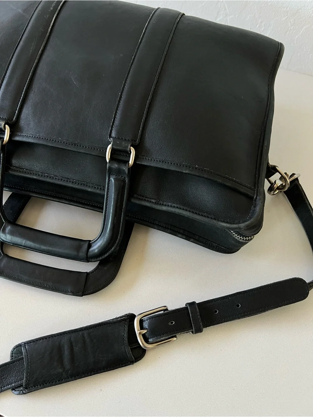 Coach Vintage Bonnie Cashin Black Leather Briefcase Laptop bag 1990